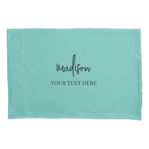 Simple Turquoise Signature With Text  Pillow Case