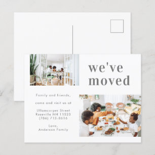  Simple Two Family Photo Minimalist We've Moved Announcement Postcard