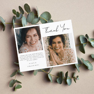 Simple Two Photo Sympathy Funeral Thank You Postcard