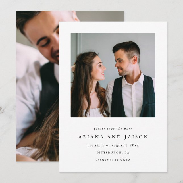 Simple Two Photo Wedding Save The Date (Front/Back)