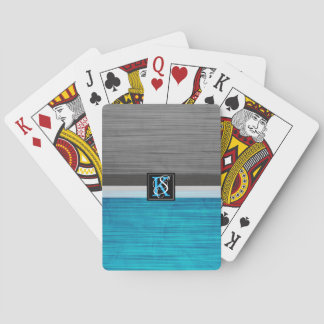 Simple Two Tone Blue and Grey Initials Monogram Playing Cards