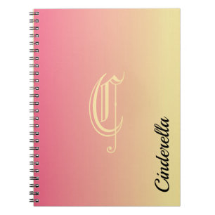 Simple two toned pink and gold personalized name notebook