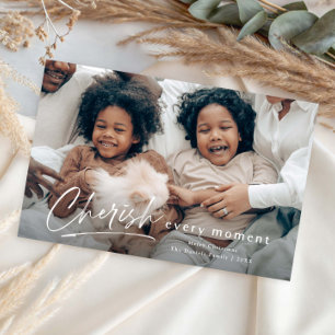 Simple Type Cherish Script Photo Christmas Card
