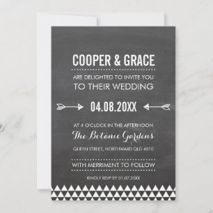 SIMPLE TYPE WEDDING geometric pattern arrow grey Invitation