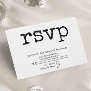 Simple Typewriter Typography Minimalist Wedding RSVP Card