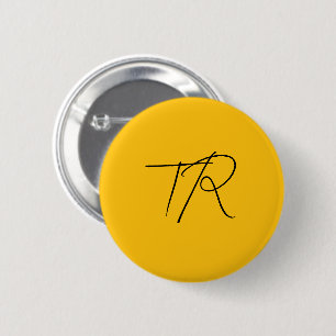 Simple typographic custom initials minimalist 6 cm round badge