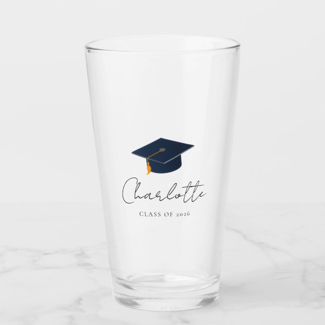 Simple Typographic Graduate Celebration Glass (Front)