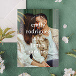 Simple Typographic Names Full Photo Save The Date<br><div class="desc">This save the date design features a full photo with white transparent overlays on the sides and stylish modern typography. Add an additional photo to the back for an extra special touch.</div>