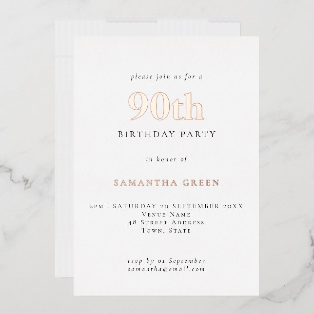 Simple Typography 90th Birthday Rose Gold (Envelope)
