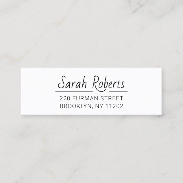Simple Typography Address 03. Script Font . Mini Business Card (Front)