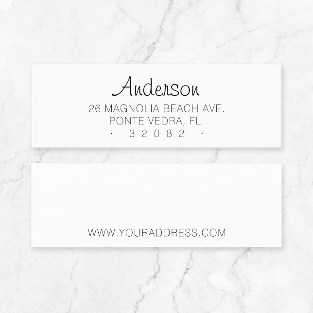 Simple Typography Address 04. Script Font . Mini Business Card (Modern script minimalist typography mini business card - Elegant small business stationary essential)