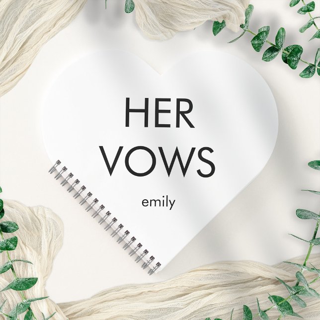 Simple Typography Any Colour Her Vows Heart Shape Notebook (Creator Uploaded)