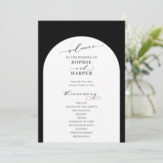 Simple Typography, Arch on Black Elegant Programme (Standing Front)