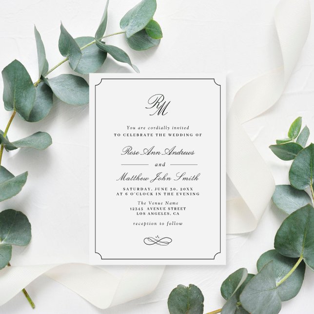 simple typography black and white wedding invitation (Creator Uploaded)