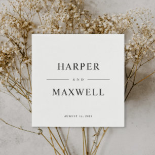 Simple Typography Black and White Wedding Napkin