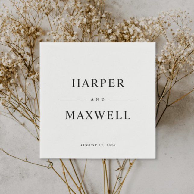 Simple Typography Black and White Wedding Napkin (Creator Uploaded)