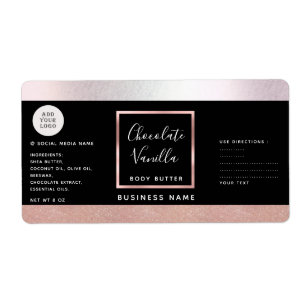 Simple typography black rose gold cosmetics logo l