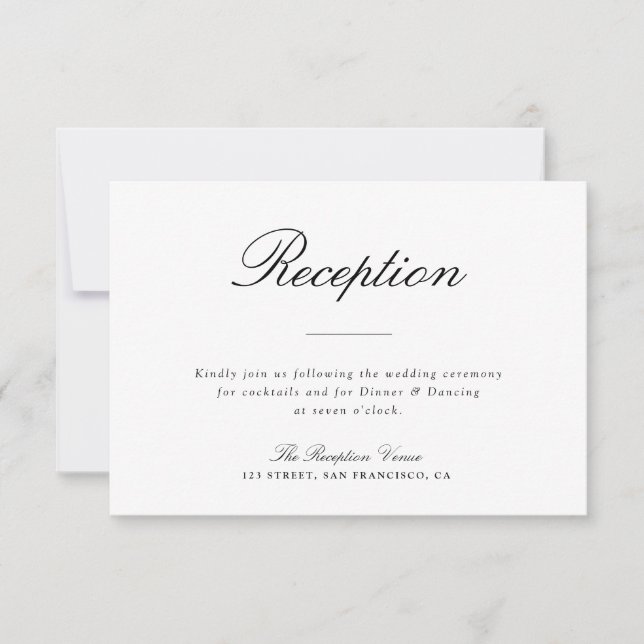 Simple typography black & white reception card (Front)