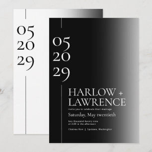 Simple Typography Black & White Wedding Invitation