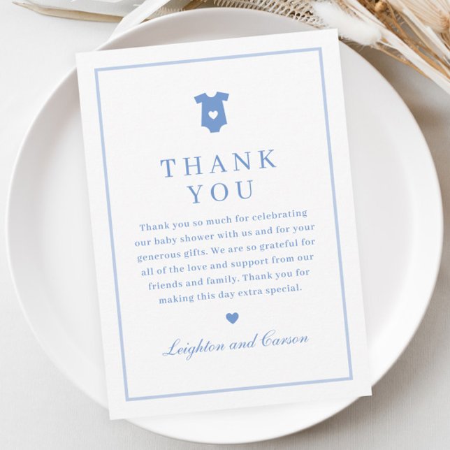 Simple Typography Blue Baby Shower Thank You Card (Simple Typography Blue Baby Shower Thank You Card.)