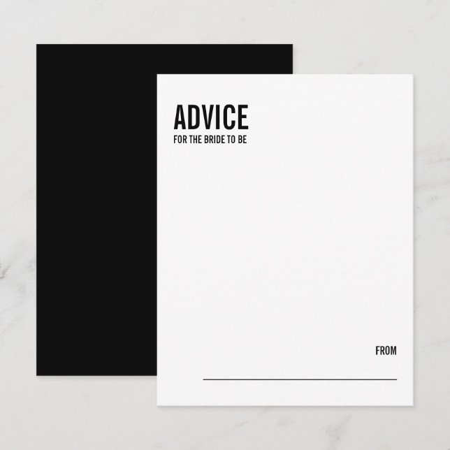 Simple Typography Bridal Shower Advice Card (Front/Back)