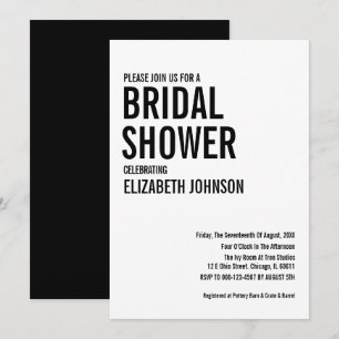 Simple Typography Bridal Shower Invitation