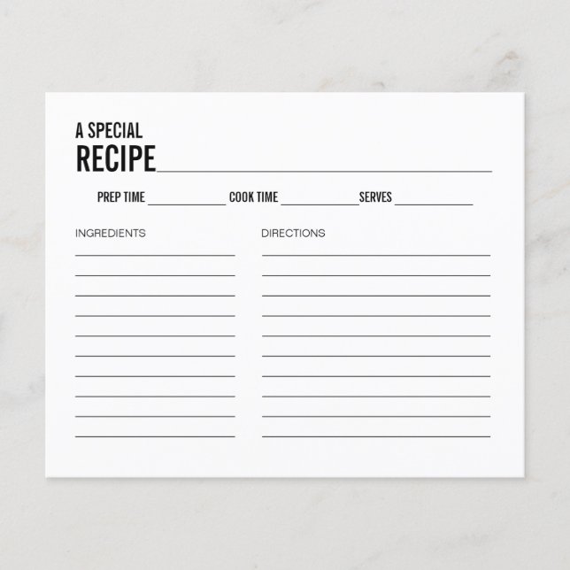 Simple Typography Bridal Shower Recipe Card (Front)