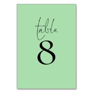 Simple Typography Celadon Green Script Wedding Table Number