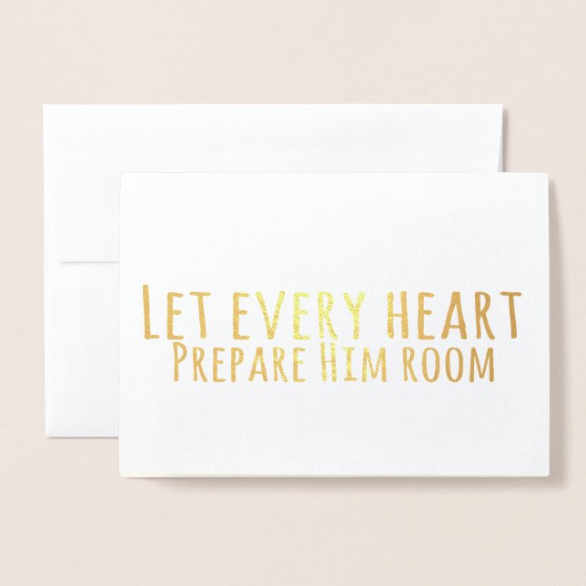 Simple Typography Christmas Carol Lyrics Foil Card (Front With Envelope)