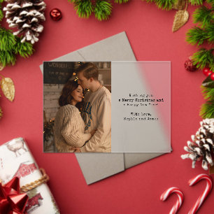 Simple Typography Couple Photo Christmas Card Acrylic Invitations