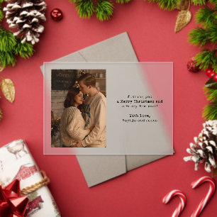 Simple Typography Couple Photo Christmas Card Acrylic Invitations