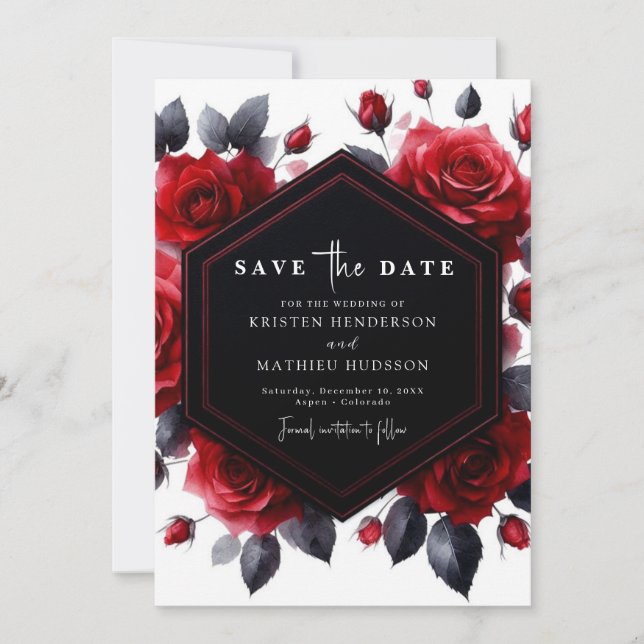 Simple Typography Crimson Red Wedding Save The Date (Front)