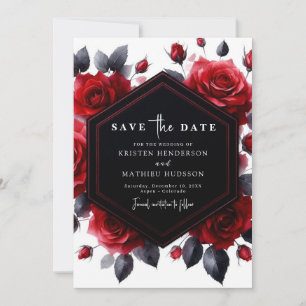 Simple Typography Crimson Red Wedding Save The Date
