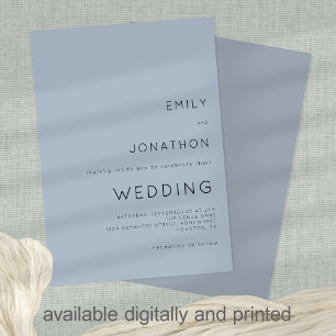 Simple typography Custom Dusty Blue Wedding  Invitation