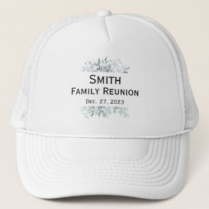SIMPLE TYPOGRAPHY CUSTOM FAMILY REUNION FLORAL TRUCKER HAT