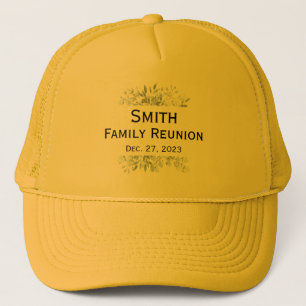 SIMPLE TYPOGRAPHY CUSTOM FAMILY REUNION FLORAL TRUCKER HAT
