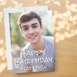 Simple Typography Custom Photo Birthday Greeting Card<br><div class="desc">Design is modern and simple. Add a custom photo of the birthday celebrant and add his/her name, add a custom message</div>