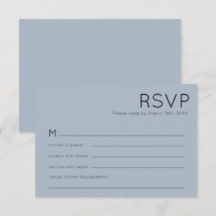 Simple Typography Dusty Blue Wedding RSVP Card