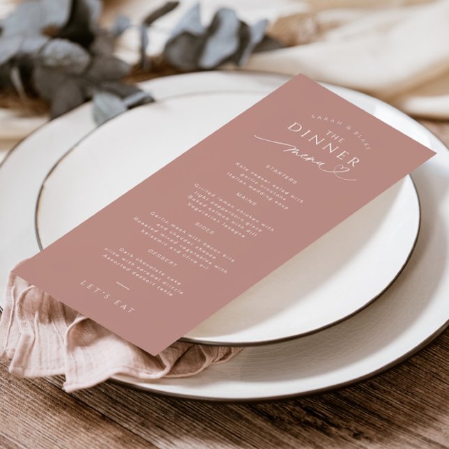 Simple Typography Dusty Rose Wedding Menu (Creator Uploaded)