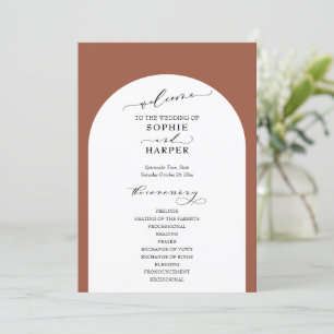 Simple Typography, Elegant Arch on Terracotta Programme