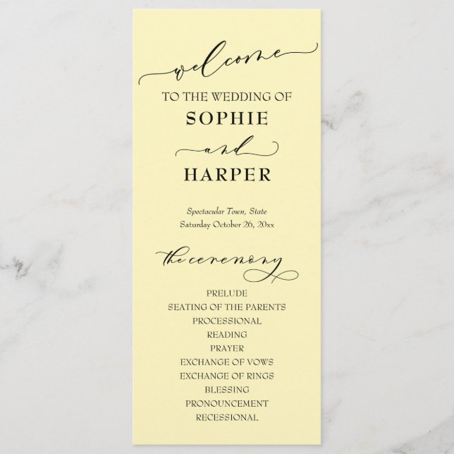 Simple Typography, Elegant Butter Yellow Programme (Front)