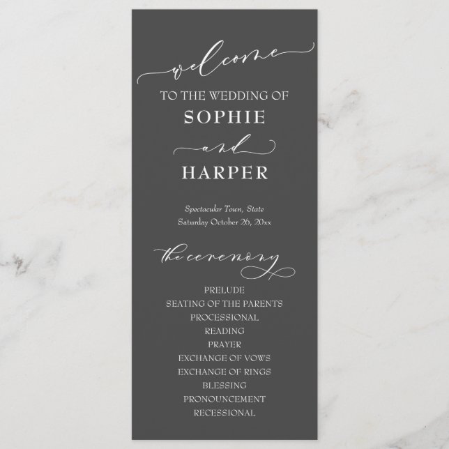 Simple Typography, Elegant Calligraphy Grey Programme (Front)