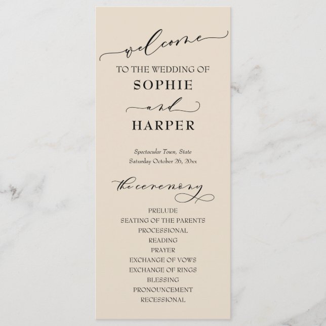 Simple Typography, Elegant Cream Programme (Front)