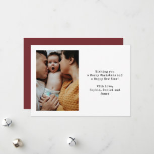 Simple Typography Family Photo Green Christmas Holiday Card