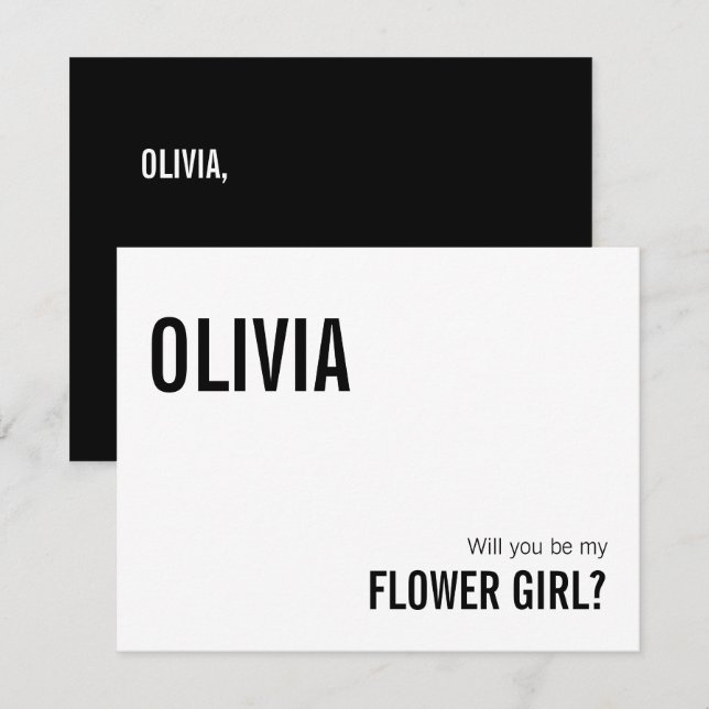 Simple Typography Flower Girl Proposal Card (Front/Back)