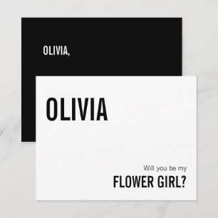 Simple Typography Flower Girl Proposal Card
