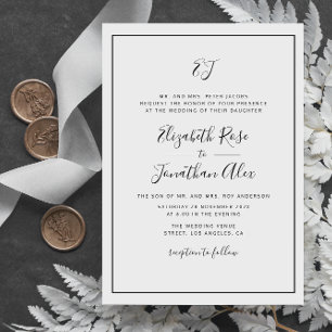 simple typography frame wedding invitation