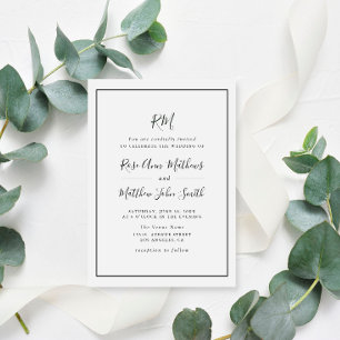 simple typography frame wedding invitation