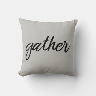 Simple Typography Gather Modern Farm  Throw Pillow