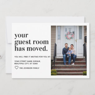 Simple Typography Guest Room Moved Photo Moving Announcement